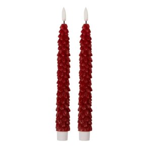  2 stk. LED lys i voks med realistisk flamme, jul rd