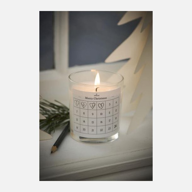 Glas m/paraffinlys etiket m/1-24