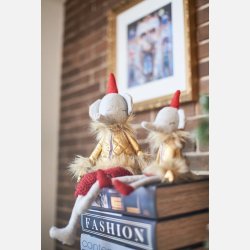 Elefant, stof guld/gr