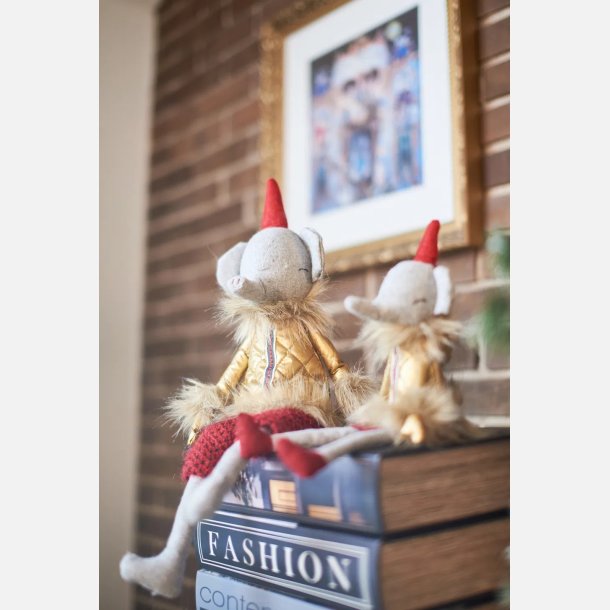 Elefant, stof guld/gr