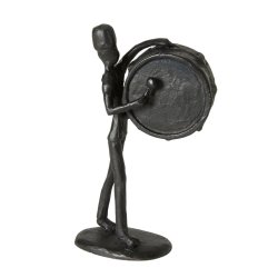 Figur garder med tromme i sort metal  