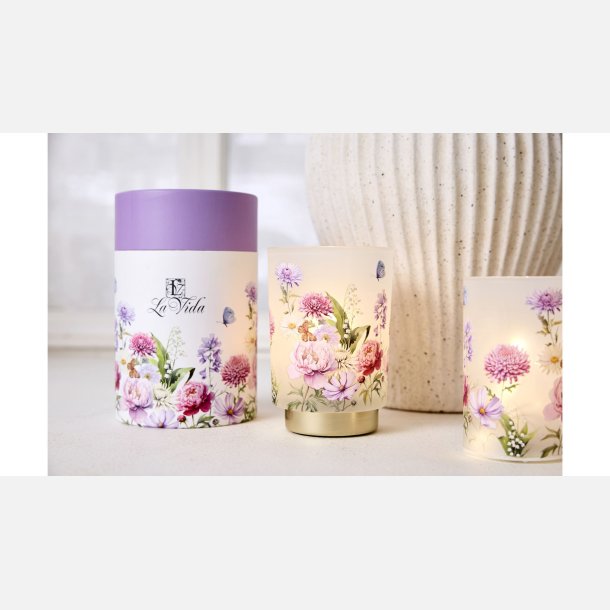 Glas LED Konval, mix pink/lilla i gaveske