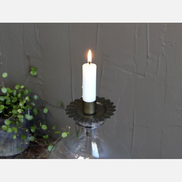 Lysholder lille blomst m. dekor antique messing