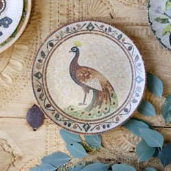 Chartres Fad i mosaik m. p�fugl, mocca