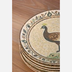 Chartres Fad i mosaik m. p�fugl, mocca