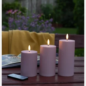 3 ST UDENDRS lys, rosa store