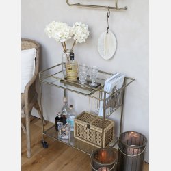 Metal fad i jern, antik messing farve