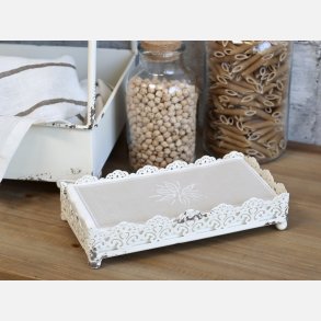 Servietholder m. dekorkant, creme