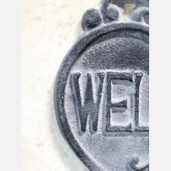 Skilt "Welcome" hjerte gr