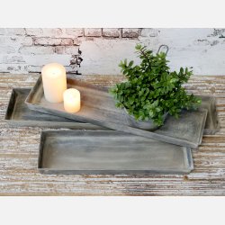 Aflang fad i antique zink