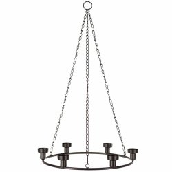 Lysekrone i metal til lys, sort