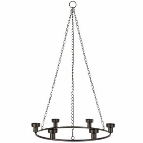 Lysekrone i metal til lys, sort