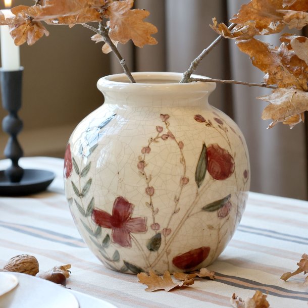 Vase m. rdt blomstermotiv