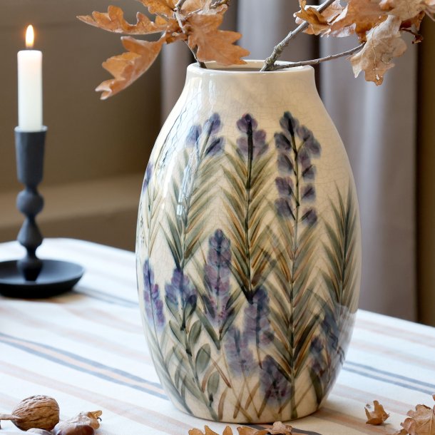 Vase m. bl blomstermotiv