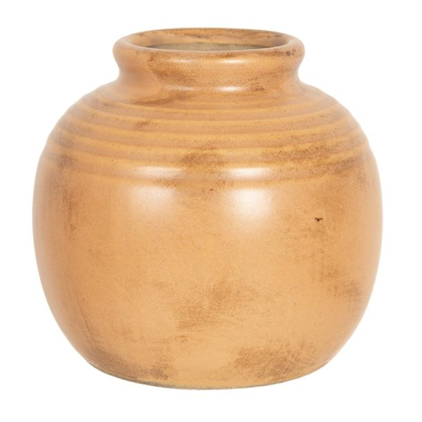 vase, brun/gul keramik