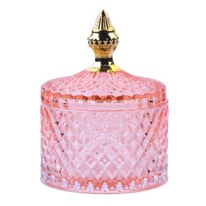 Glaskrukke med lg, mellem pink