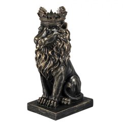 Lve statue i sort m. guld