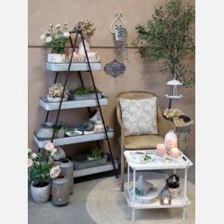 Stage m. dekor til bloklys, antique  creme