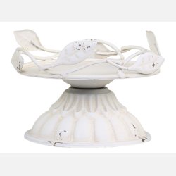 Stage m. dekor til bloklys, antique  creme