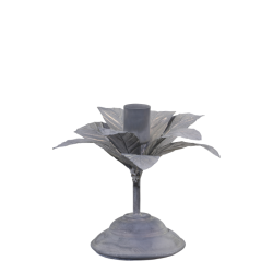 Lysestage m. blomst, zink