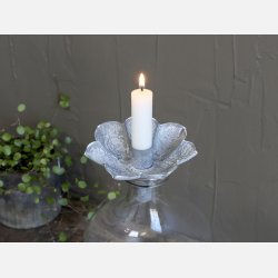 Lysholder m. blomst, zink