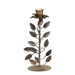 Lysestage m. blomst og blade, stor