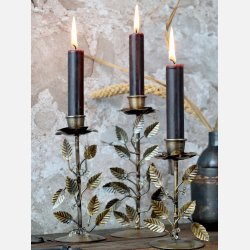 Lysestage m. blomst og blade, stor