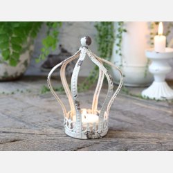 Fyrfadsstage krone, lille creme