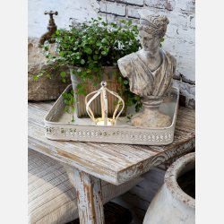 Fyrfadsstage krone, lille creme