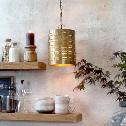 Lampe m. mnster, antique messing