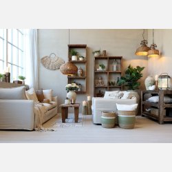 Lampe i rattanflet, rund