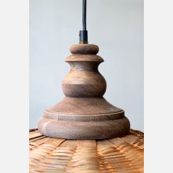 Lampe i rattanflet, rund