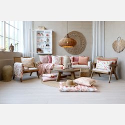 Lampe i rattanflet, rund