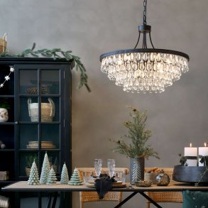 Versailles Lysekrone m. drbeformede glasprismer