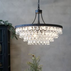 Versailles Lysekrone m. drbeformede glasprismer, stor