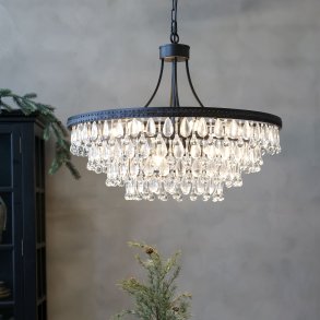 Versailles Lysekrone m. drbeformede glasprismer, stor