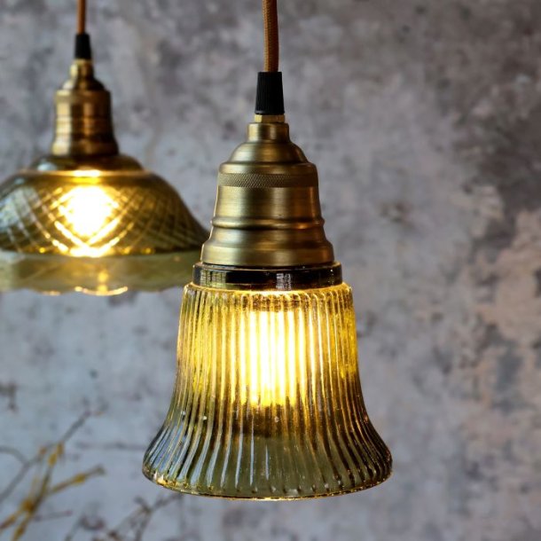 Lampe m. messingtop, lille, oliven