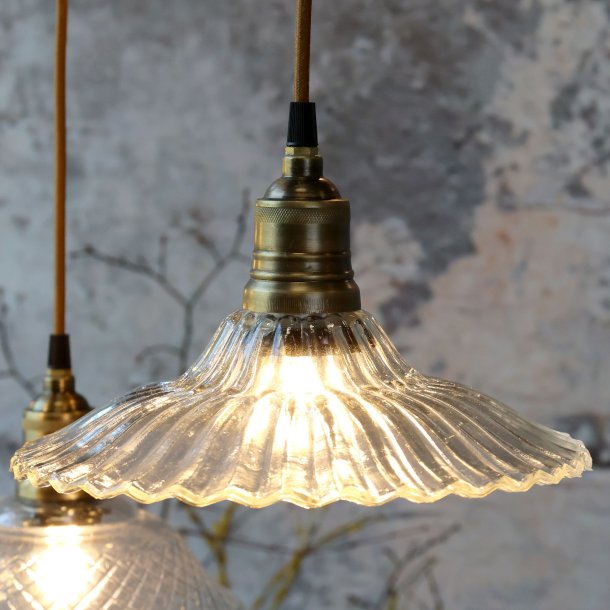 Lampe m. messingtop, klar, bred