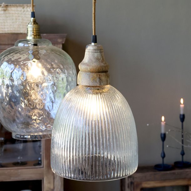 Lampe m. trtop, klar, rillet