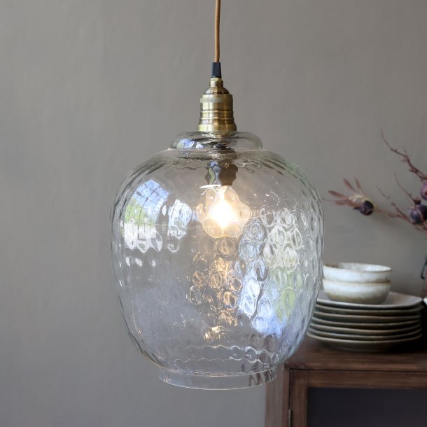 Lampe m. messingtop, stor, klar