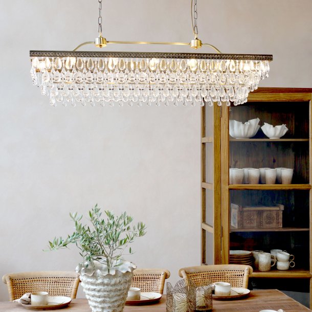 Versailles Lysekrone m. dr�beformede glasprismer, retangul�r