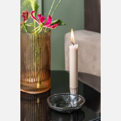 Lysestage m. skl, sort glas