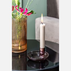 Lysestage m. skl, chokoladebrun glas