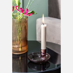 Lysestage m. skl, chokoladebrun glas