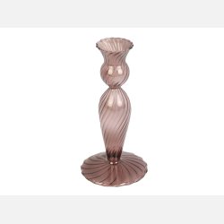 Lysestage, swirl chokoladebrun  glas