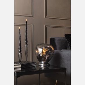 Lysestage, swirl chokoladebrun  glas