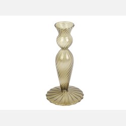 Lysestage, swirl grn  glas