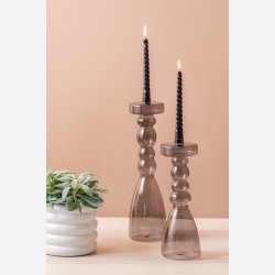 Lysestage xl, sort glas