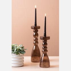 Lysestage xl, brun glas