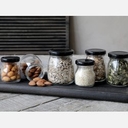 Opbevaringsglas m. sort lg st af 3